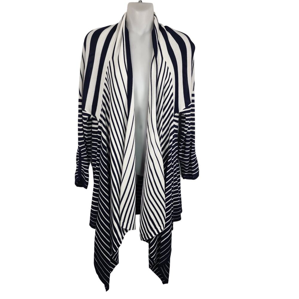 Attitudes by Renee 3/4 Sleeve Graduated Stripe Cardigan Medium Blue A253183